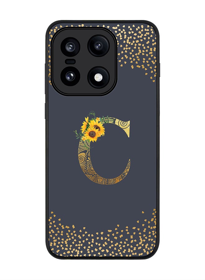 For OnePlus 15 Case,Slim fit Camera Protection, Shockproof Thin Phone cover  - Custom Floral Monogram - C  (Grey )